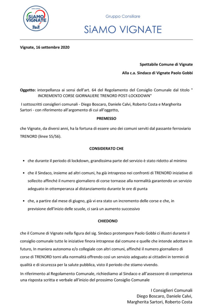 Interpellanza-trenord